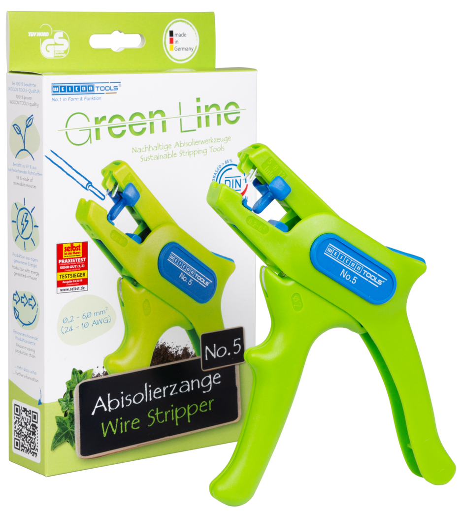 Pince à dénuder No. 5 Green Line | pour tous les conducteurs multibrins et monobrins courants, capacité 0,2 -6,0 mm².