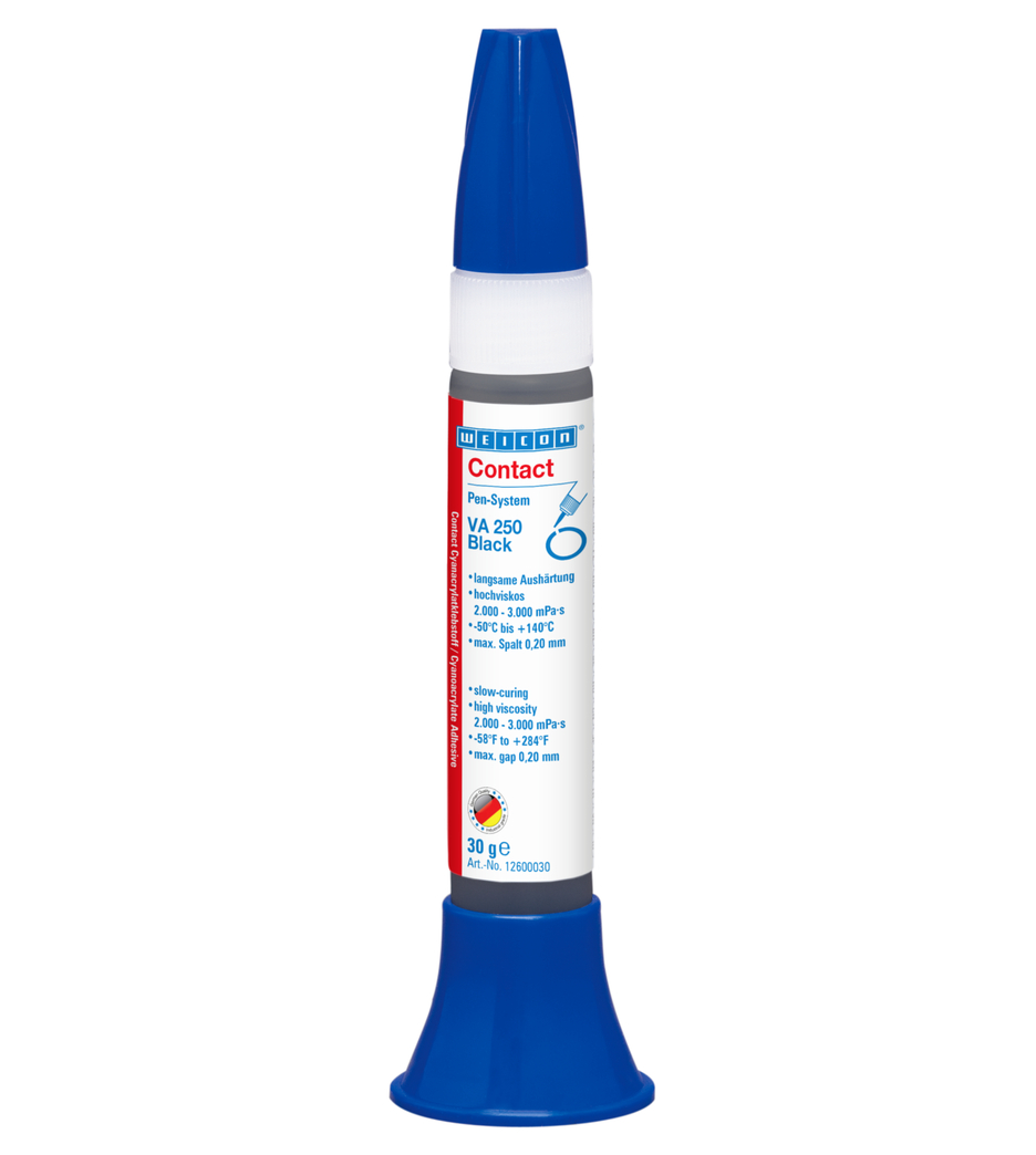 VA 250 Black Cyanoacrylate Adhesive | instant adhesive with high viscosity, rubber-filled VA 250 Black Cyanoacrylate Adhesive | instant adhesive with high viscosity, rubber-filled