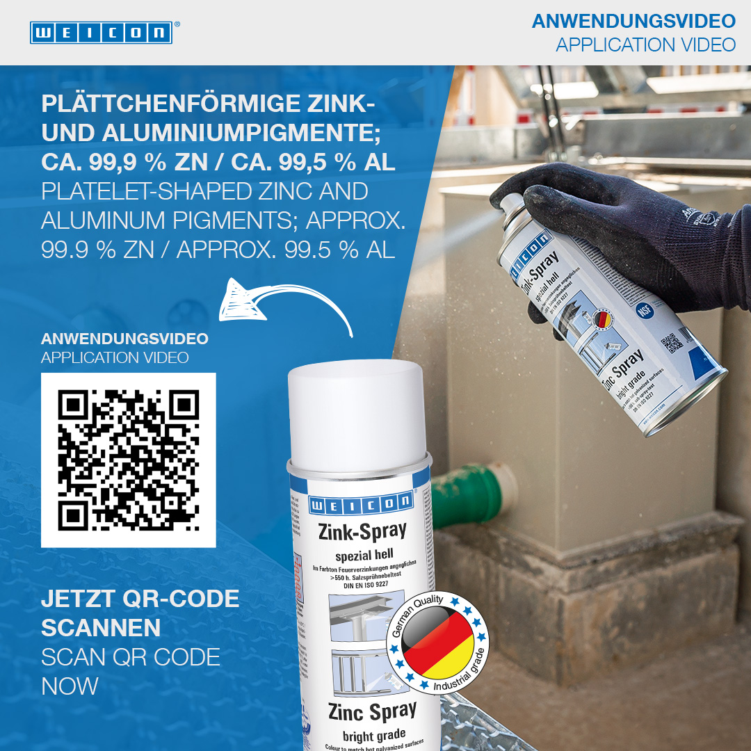 Spray Zinco tipo brillante | protezione dalla corrosione con omologazione per l'uso nel settore alimentare