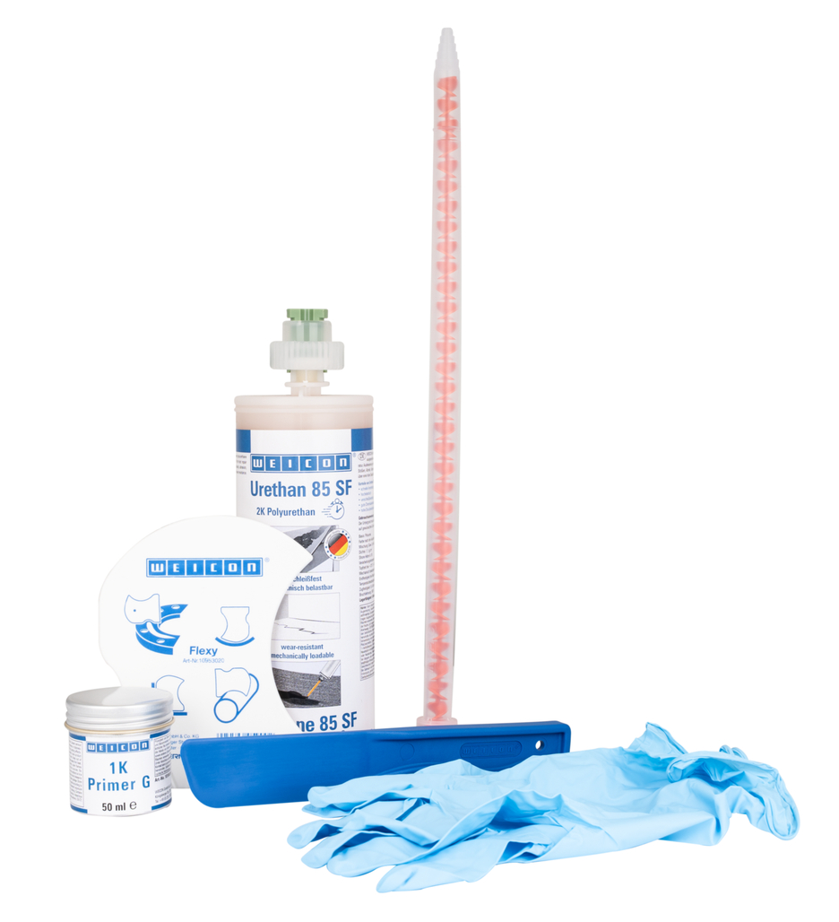 Belt Repair-Kit SF | fast curing polyurea repair and coating compound for rubber surfaces, work pack Belt Repair-Kit SF | fast curing polyurea repair and coating compound for rubber surfaces, work pack