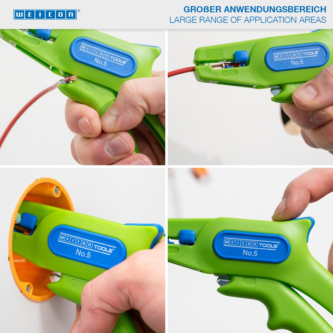 Abisolierzange No. 5 Green Line | Nachhaltiges Abisolierwerkzeug |für alle gängigen flexiblen und massiven Leiter | Arbeitsbereich 0,2 -  6,0 mm²