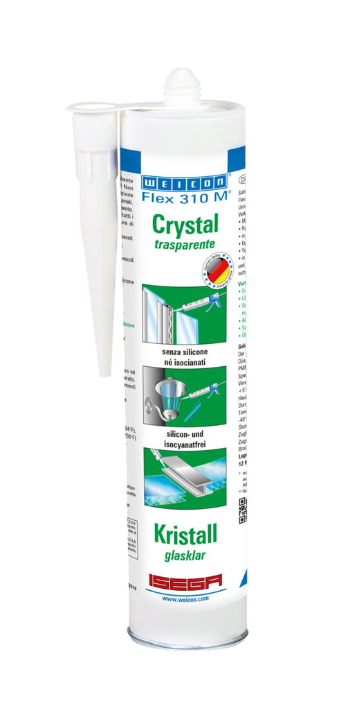 Flex 310 M® Crystal MS-Polymer | elastic adhesive based on MS-Polymer in Presspack packaging for fatigue-free working