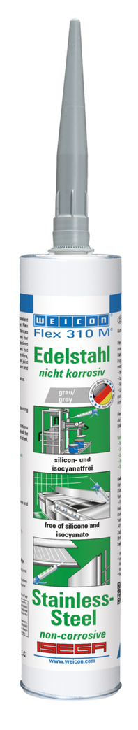 Flex 310 M® Stainless Steel | adhesive and sealant with high initial strength and metallic look, based on MS-Polymer