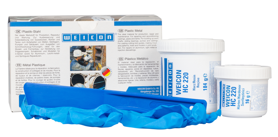 WEICON Ceramico HC 220 | sistema di resina epossidica caricata con ceramica e resistente alle alte temperature per il rivestimento antiusura