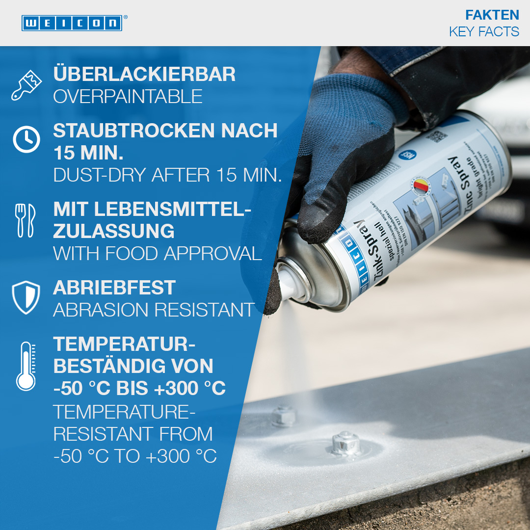 Spray Zinc « spécial clair » | protection cathodique contre la corrosion avec autorisation pour le secteur alimentaire