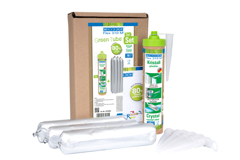 Flex 310 M® Crystal | elastic adhesive based on MS-Polymer in Presspack packaging for fatigue-free working