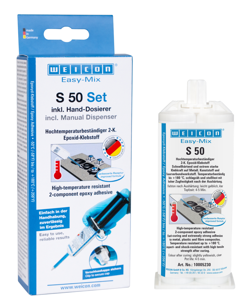 Easy-Mix S 50 | Hochtemperaturbeständiger Epoxidharz-Klebstoff für schnelle Reparatur- und Wartungsarbeiten