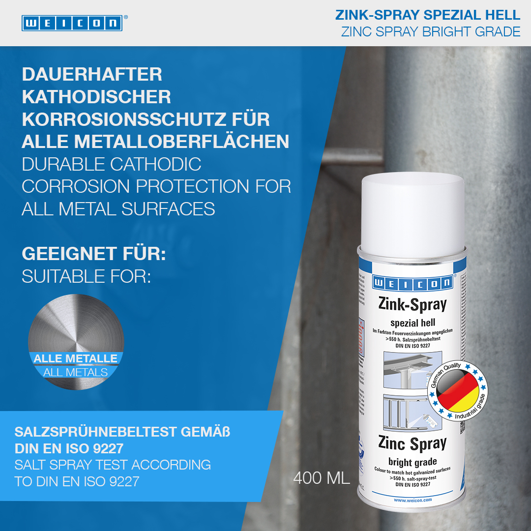Spray Zinco tipo brillante | protezione dalla corrosione con omologazione per l'uso nel settore alimentare