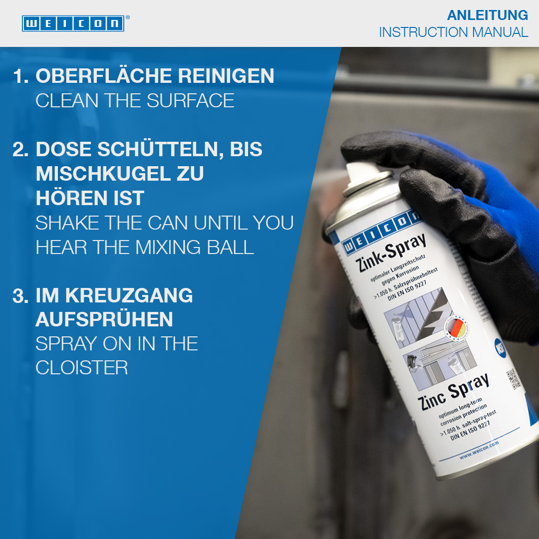 Spray Zinco | protezione dalla corrosione con omologazione per l'uso nel settore alimentare