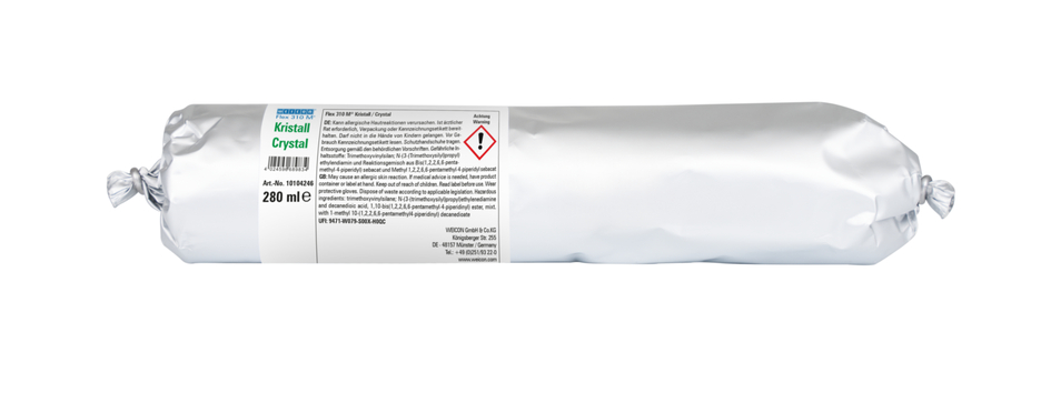 Flex 310 M® Cristallo MS Polimero | Adesivo elastico a base di Polimero MS, in comoda cartuccia in Presspack per lavorare senza fatica