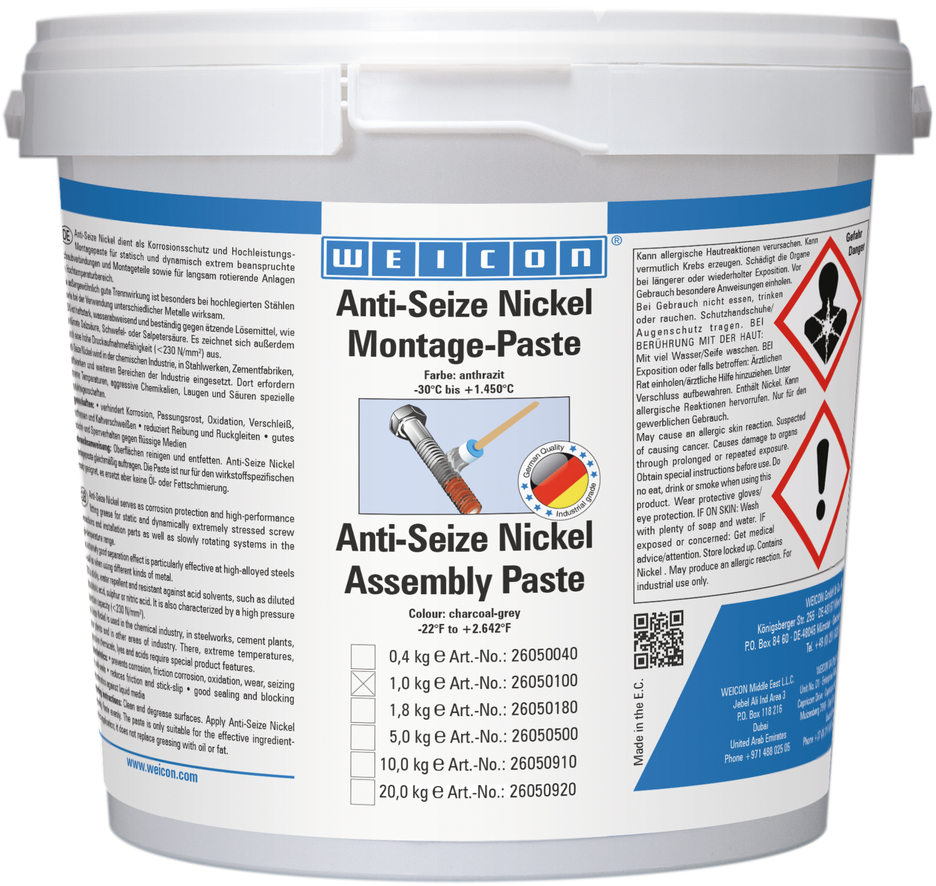 Anti-Seize Nickel Pâte de Montage | Pâte lubrifiante et de séparation résistante aux hautes températures