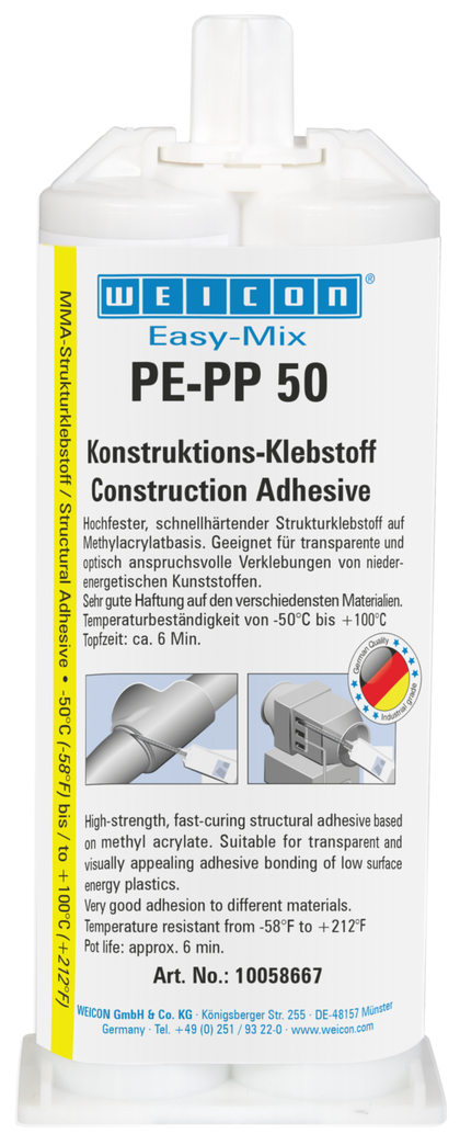 Easy-Mix PE-PP 50 | Adhésif de construction à base d'acrylate de méthyle pour matières plastiques spéciales Easy-Mix PE-PP 50 | Adhésif de construction à base d'acrylate de méthyle pour matières plastiques spéciales