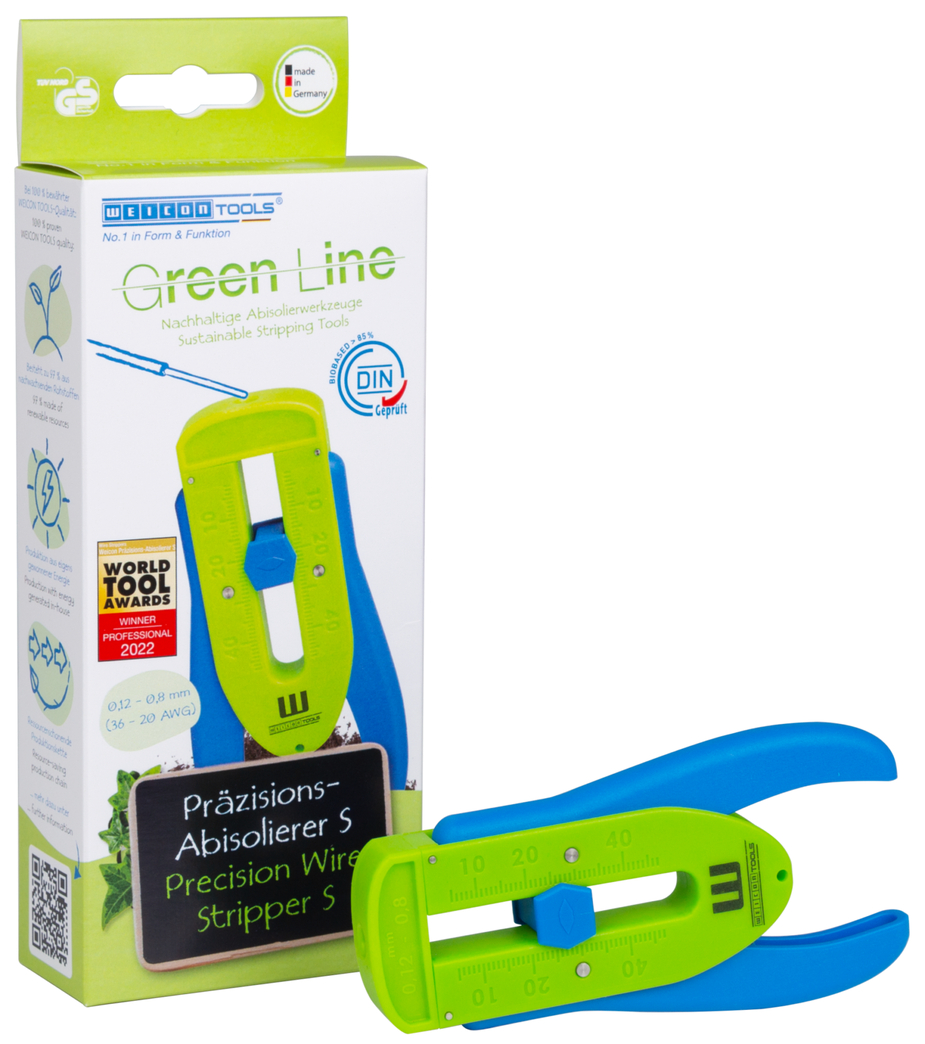 WEICON Outil à dénuder Précision S Green Line | Pour conducteurs et fils fins, plage de dénudage de 0,12 mm à 0,8 mm (36-20 AWG)