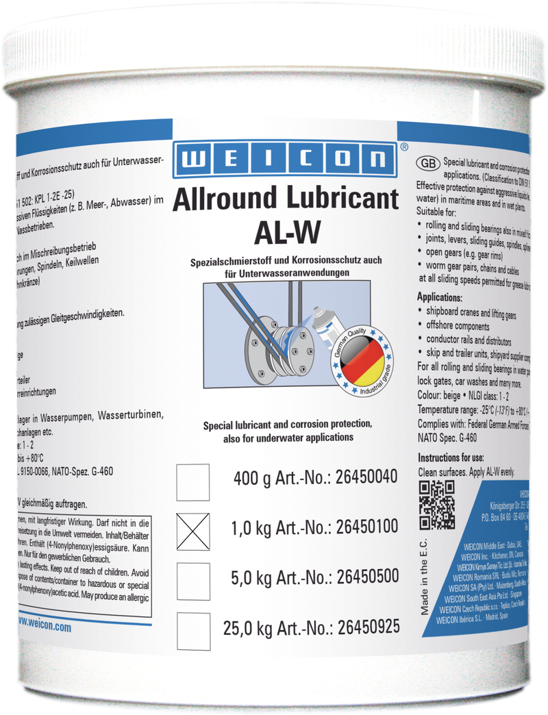 AL-W grasso lubrificante ad alto rendimento | lubrificante speciale anche per applicazioni subacquee