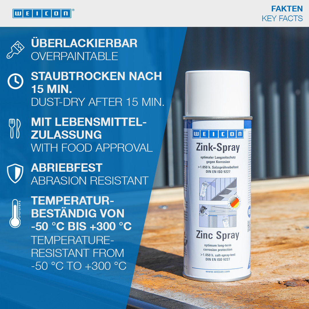 Spray Zinco | protezione dalla corrosione con omologazione per l'uso nel settore alimentare