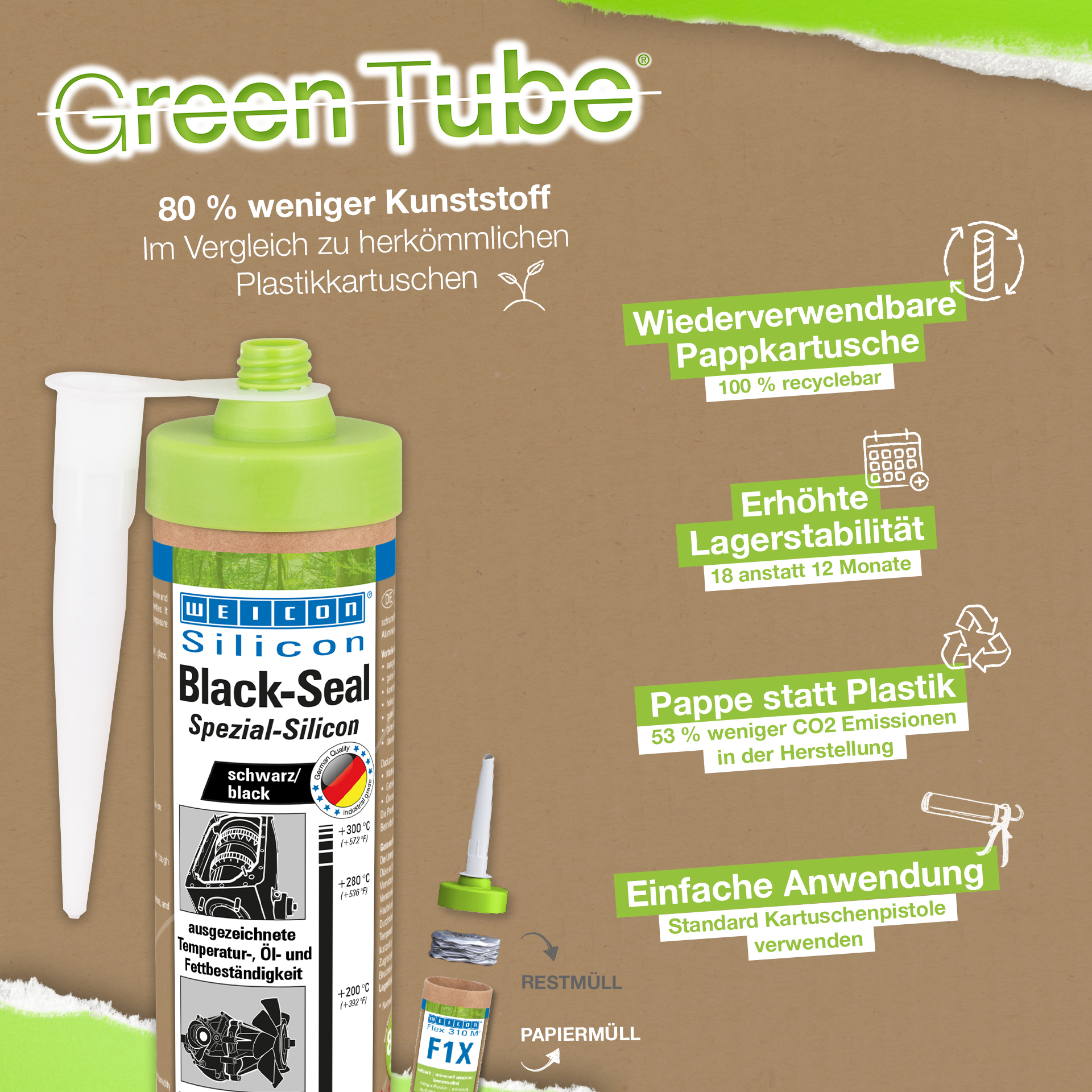 Black-Seal Silicone speciale | sigillante permanentemente elastico per aree resistenti all'olio o al grasso