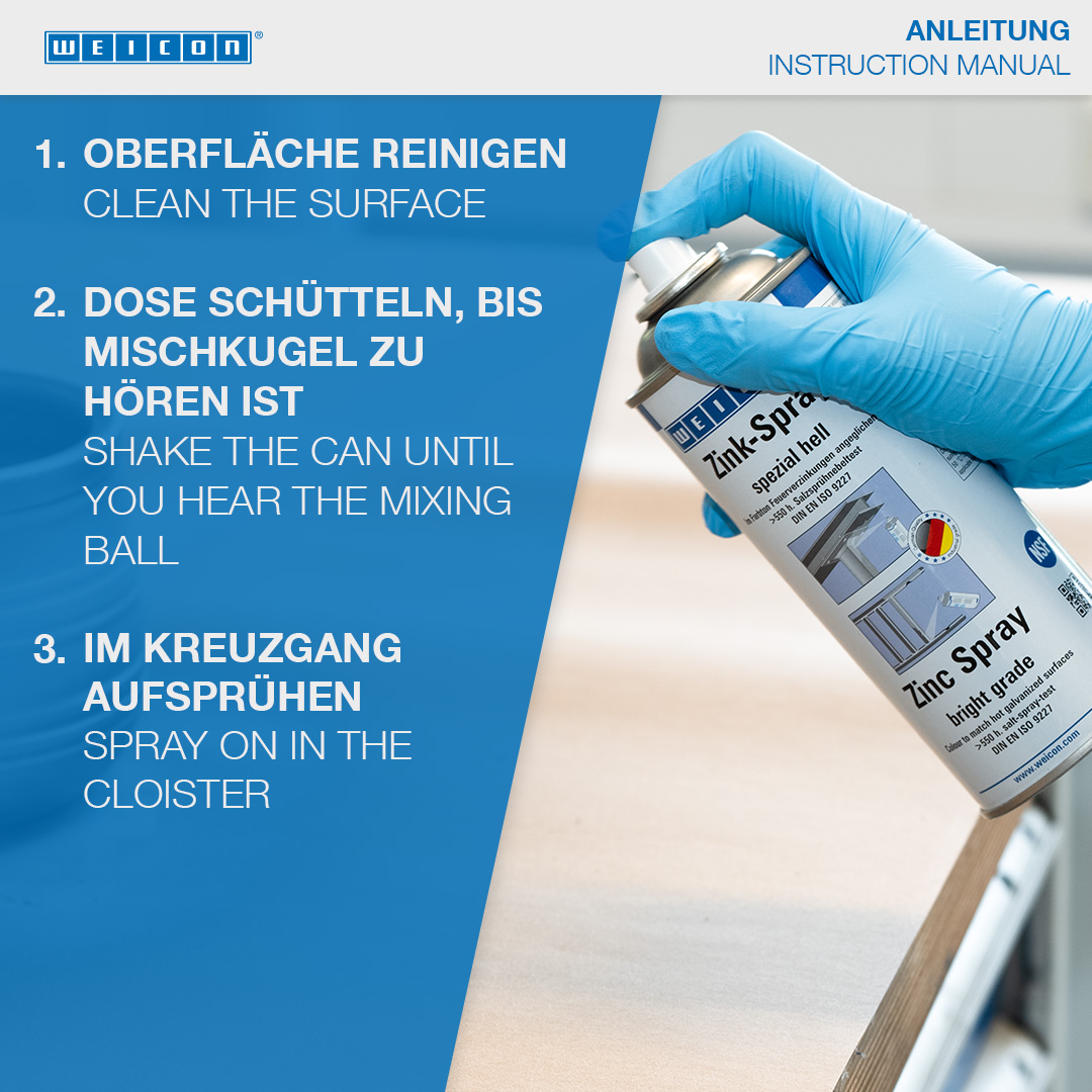 Spray Zinc « spécial clair » | protection cathodique contre la corrosion avec autorisation pour le secteur alimentaire