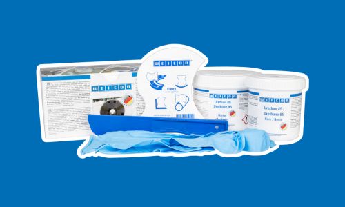 Urethansystem vor blauem Hintergrund