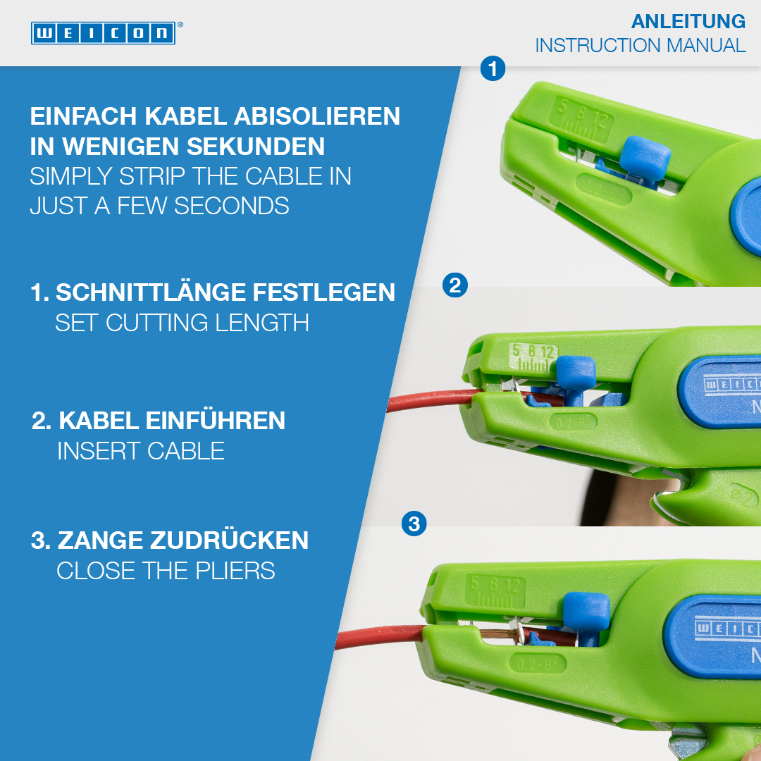 Abisolierzange No. 5 Green Line | Nachhaltiges Abisolierwerkzeug |für alle gängigen flexiblen und massiven Leiter | Arbeitsbereich 0,2 -  6,0 mm²